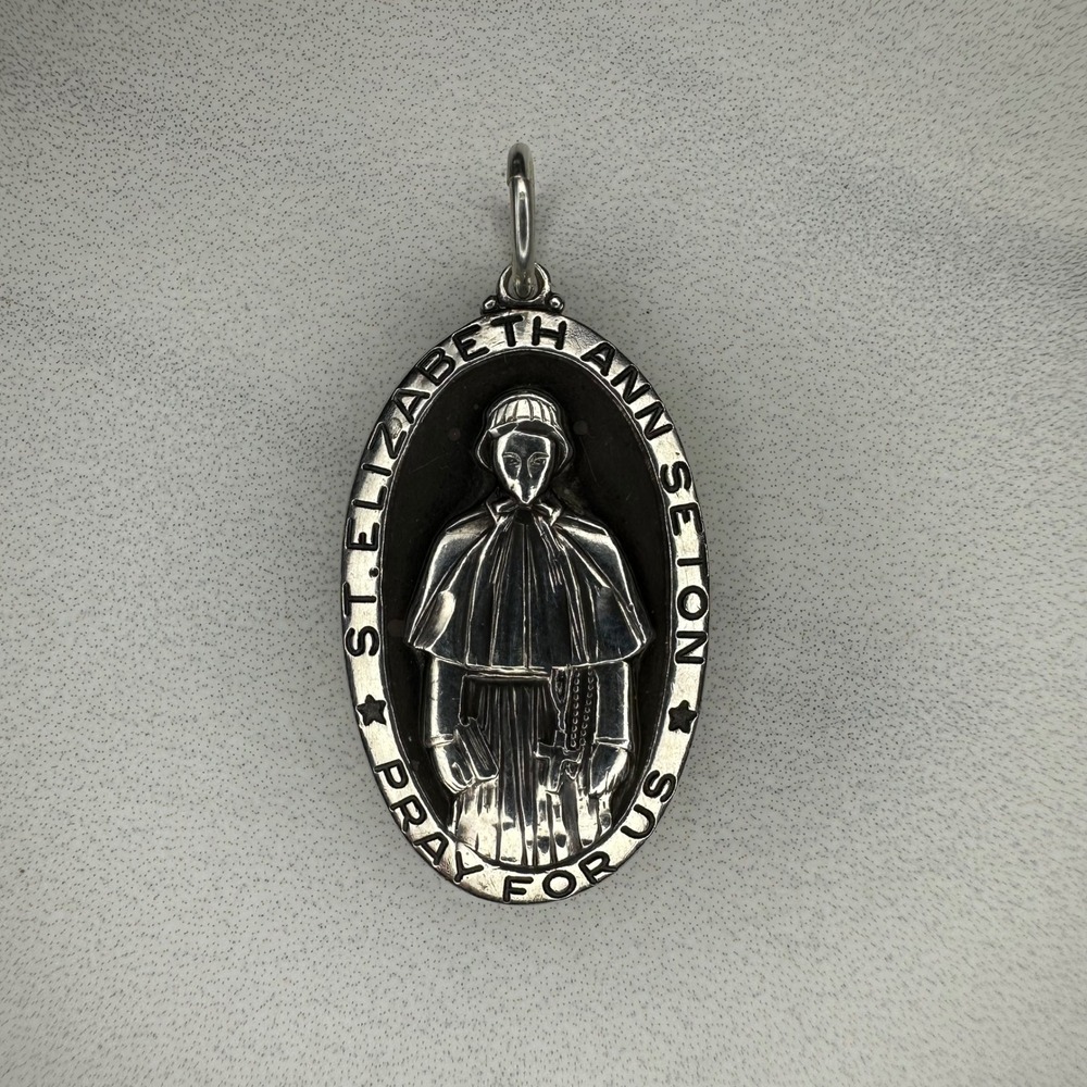 Sterling Silver St Elizabeth Ann Seton Pendant Religious Catholic Medal Catholic